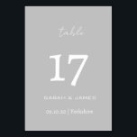 Minimalistische Grey Script Wedding gepersonalisee Kaart<br><div class="desc">Elegant grijs met wit lettertype Script Gepersonaliseerde tabel Nummer Kaart</div>
