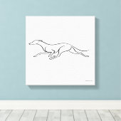 Minimalistische Greyhound Hardloop Single Line Kun Canvas Afdruk (Insitu (Houten vloer))