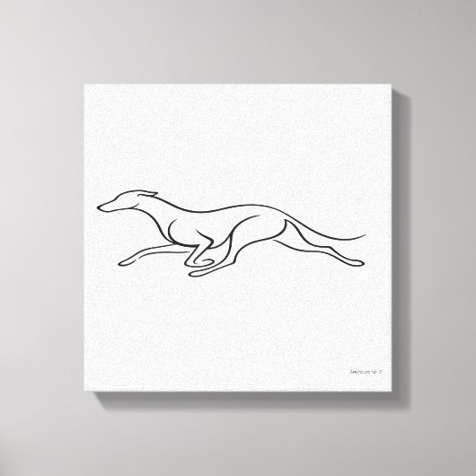 Minimalistische Greyhound Hardloop Single Line Kun Canvas Afdruk (Voorkant)