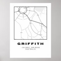 Minimalistische Griffith-kaart met coördinaten | Z