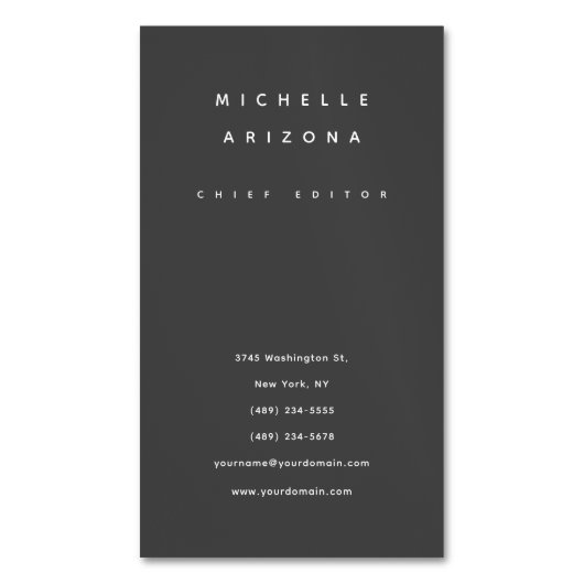 Minimalistische Grijs Professioneel Modern Magnetisch Visitekaartje (Voorkant Verticaal)