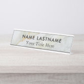 Minimalistische Grijs Wit Marmer Custom Bureau Naambordje (Voorkant)