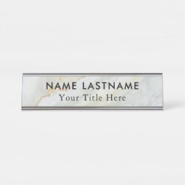 Minimalistische Grijs Wit Marmer Custom Bureau Naambordje