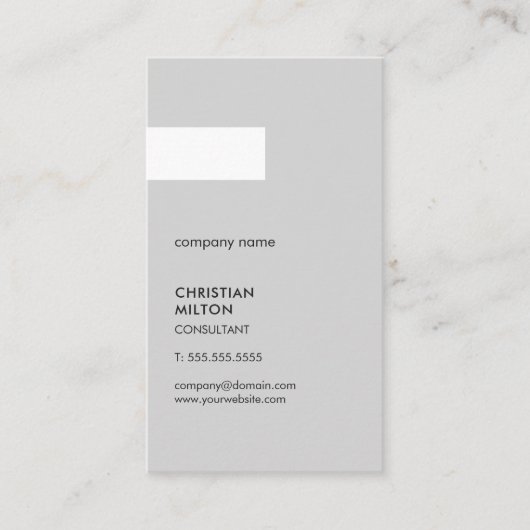 Minimalistische Grijs Wit Streep Consultant Visitekaartje (Voorkant)