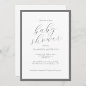 Minimalistische grijze baby shower kaart (Voorkant / Achterkant)