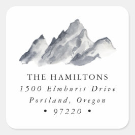 Minimalistische grijze bergen retouradres vierkante sticker