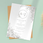 Minimalistische Grijze Bloemen Huwelijk Kaart