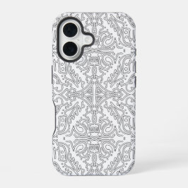 Minimalistische grijze bloempatroon iPhone 16 hoesje