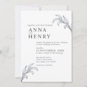 Minimalistische Grijze Botanische Leaf bruiloft Kaart (Voorkant)