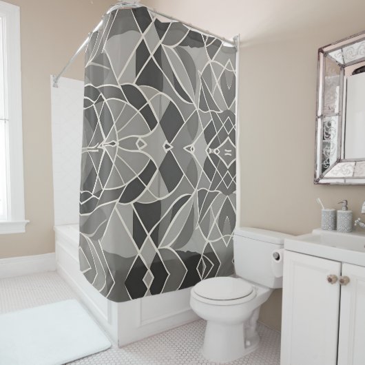 Minimalistische grijze geometrische elegante heden douchegordijn (In situ)