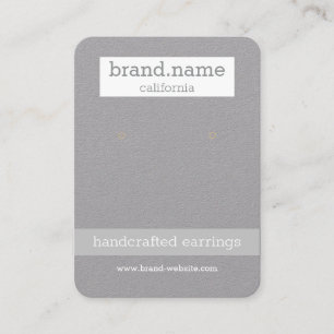 Minimalistische grijze handgemaakte sieraden displ visitekaartje