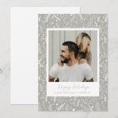 Minimalistische Grijze Holly Patroon Koppel Foto Feestdagenkaart (Voorkant / Achterkant)