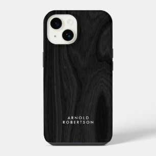 Minimalistische grijze houten patroon stijlvol ele iPhone 14 hoesje