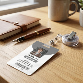 Minimalistische grijze identiteitsbadge voor lerar badge