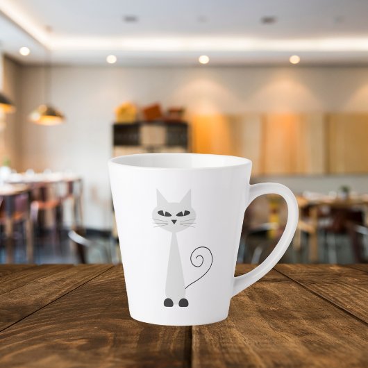 Minimalistische grijze kat latte mok