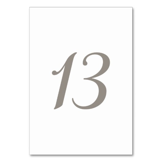 Minimalistische Grijze Kleur Tabel Nummer 13 Kaart (Voorkant)