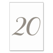 Minimalistische Grijze Kleur Tabel Nummer 20 Kaart (Voorkant)