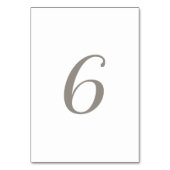 Minimalistische Grijze Kleur Tabel Nummer 6 Kaart (Voorkant)