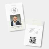 Minimalistische Grijze Professionele Medewerker Fo Badge (Voor- en achterkant)