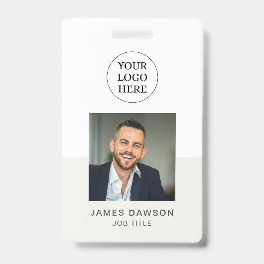 Minimalistische grijze professionele personeelsfot badge (Voorzijde)