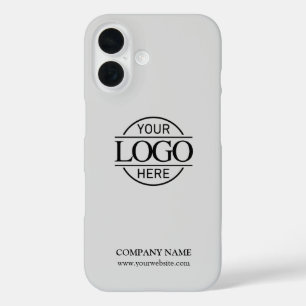 Minimalistische grijze promotionele bedrijfslogo iPhone 16 hoesje