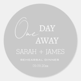 Minimalistische grijze repetitiediner één dag weg  ronde sticker