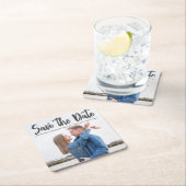 Minimalistische Grijze Script Koppel Foto Sla de D Kartonnen Onderzetters (Insitu)