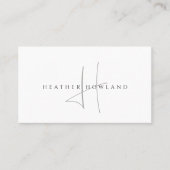 Minimalistische grijze script monogramnaam visitekaartje (Voorkant)
