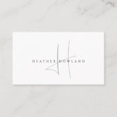 Minimalistische grijze script monogramnaam visitekaartje (Voorkant)