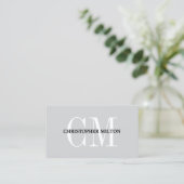 Minimalistische grijze stijlvolle monogram QR-code Visitekaartje (Staand voorkant)