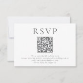 Minimalistische Grijze Tekst QR Code Wedding RSVP Kaartje (Voorkant)