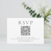 Minimalistische Grijze Tekst QR Code Wedding RSVP Kaartje (Staand voorkant)