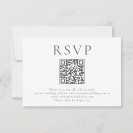 Minimalistische Grijze Tekst QR Code Wedding RSVP Kaartje