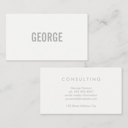 Minimalistische/grijze tekst visitekaartje (Voorkant / Achterkant)