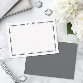 Minimalistische grijze tweekleurige monogram notitiekaartje
