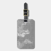 Minimalistische Grijze Vintage Wereldkaart Bagagelabel (Voorkant verticaal)