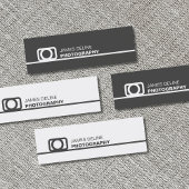 Minimalistische grijze witte lijn pictogramfotogra mini visitekaartje