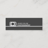 Minimalistische grijze witte lijn pictogramfotogra mini visitekaartje (Voorkant)