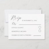 Minimalistische grijze & witte trouwdag RSVP kaartje (Voorkant)