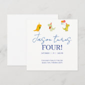 Minimalistische grillige dinosaurus-thema verjaard kaart (Voorkant / Achterkant)