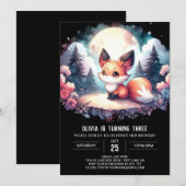 Minimalistische grillige Fox Birthday digitaal Kaart (Voorkant / Achterkant)