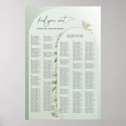 Minimalistische groen boog lente blush Alfabetisch Poster (Voorkant)