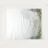 Minimalistische groen en goud bruiloft achtergrond wandkleed (Voorkant (horizontaal))