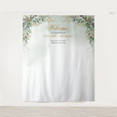 Minimalistische groen en goud bruiloft achtergrond wandkleed (Voorkant)