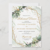 Minimalistische groen en goud bruiloft repetitie kaart (Voorkant)