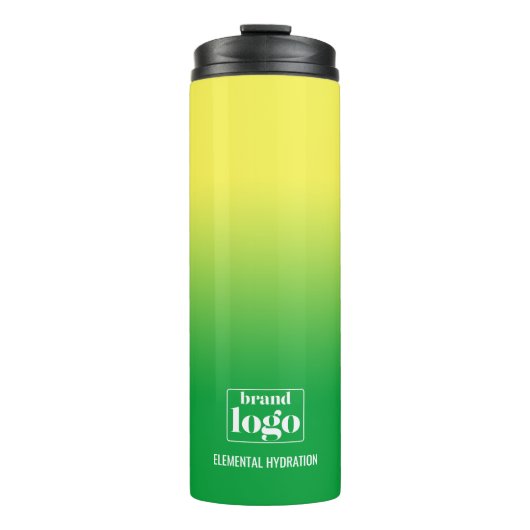 Minimalistische Groen Gele Gradiënt Elementale Log Thermosbeker (Voorkant)