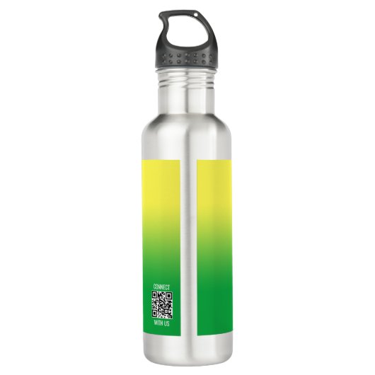 Minimalistische Groen Gele Gradiënt Elementale Log Waterfles (Achterkant)