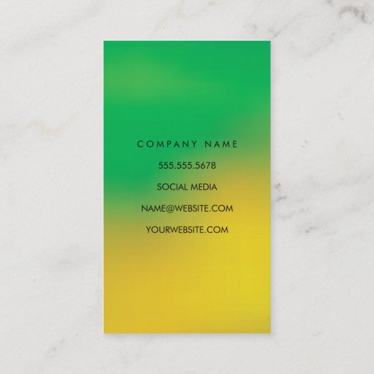 Minimalistische groen-gele mix visitekaartje (Achterkant)