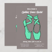 Minimalistische groene balletuitvoering uitnodigin kaart (Voorkant / Achterkant)