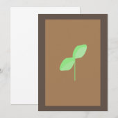 Minimalistische groene blad bruine wenskaart (Voorkant / Achterkant)